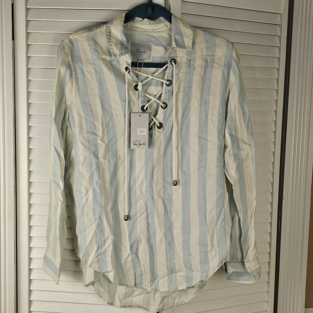 NWT Rails Womensโ Blue White Striped Uli Top XS - Stain